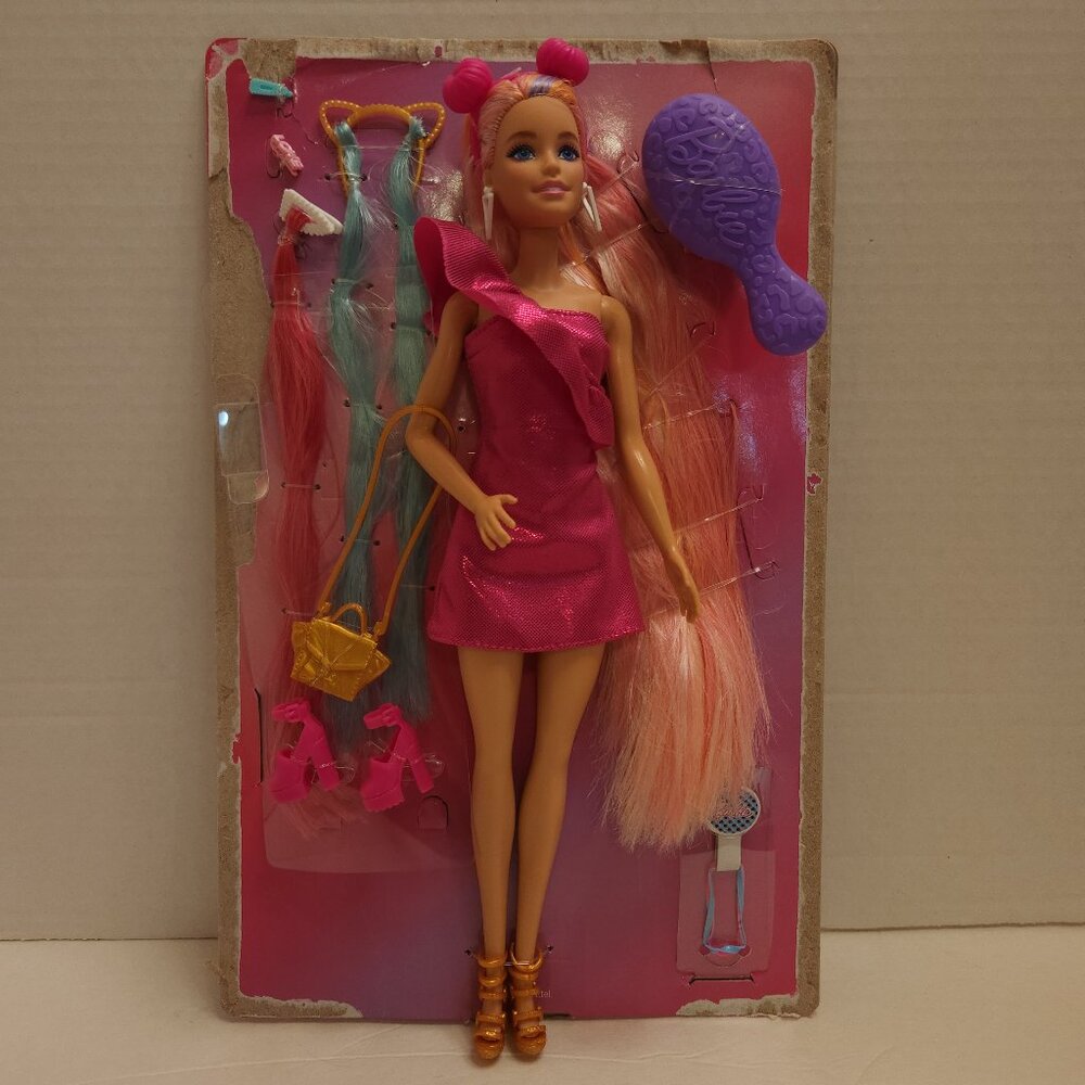 Barbie Fun & Fancy Hair Doll Long Rainbow Hair w/Hair Clip-Ins NEW - PLEASE READ